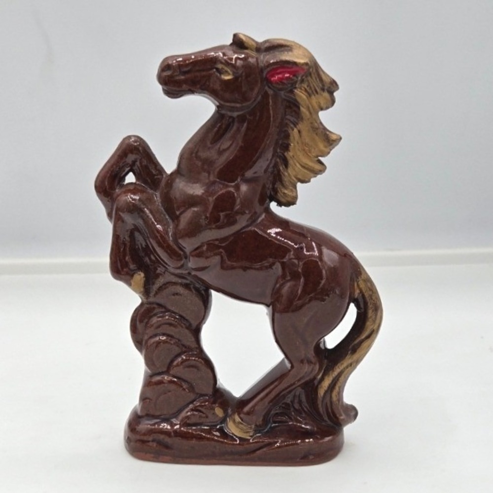 Vintage Mid-Century Ceramic Rearing Stallion Horse Figurine - Made in Japan